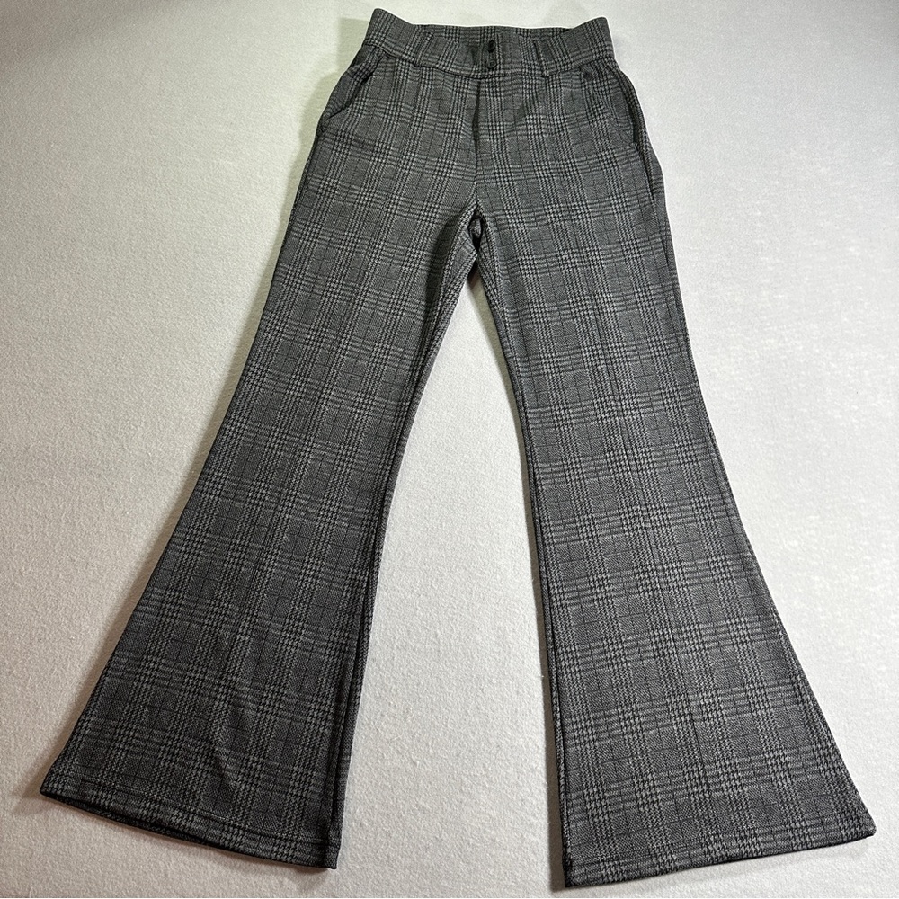 Halara Flex High Waisted Houndstooth Plaid Flare Work Pants Pull On Medium NWT